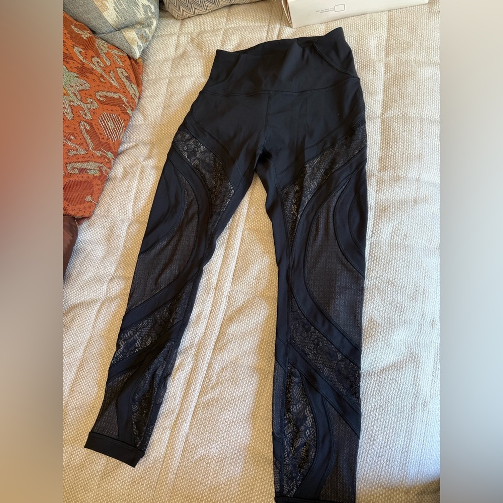 lululemon athletica Black Leggings with Mesh Detail